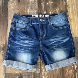 VIP Jeans Dark Wash Rolled Hem Denim Shorts